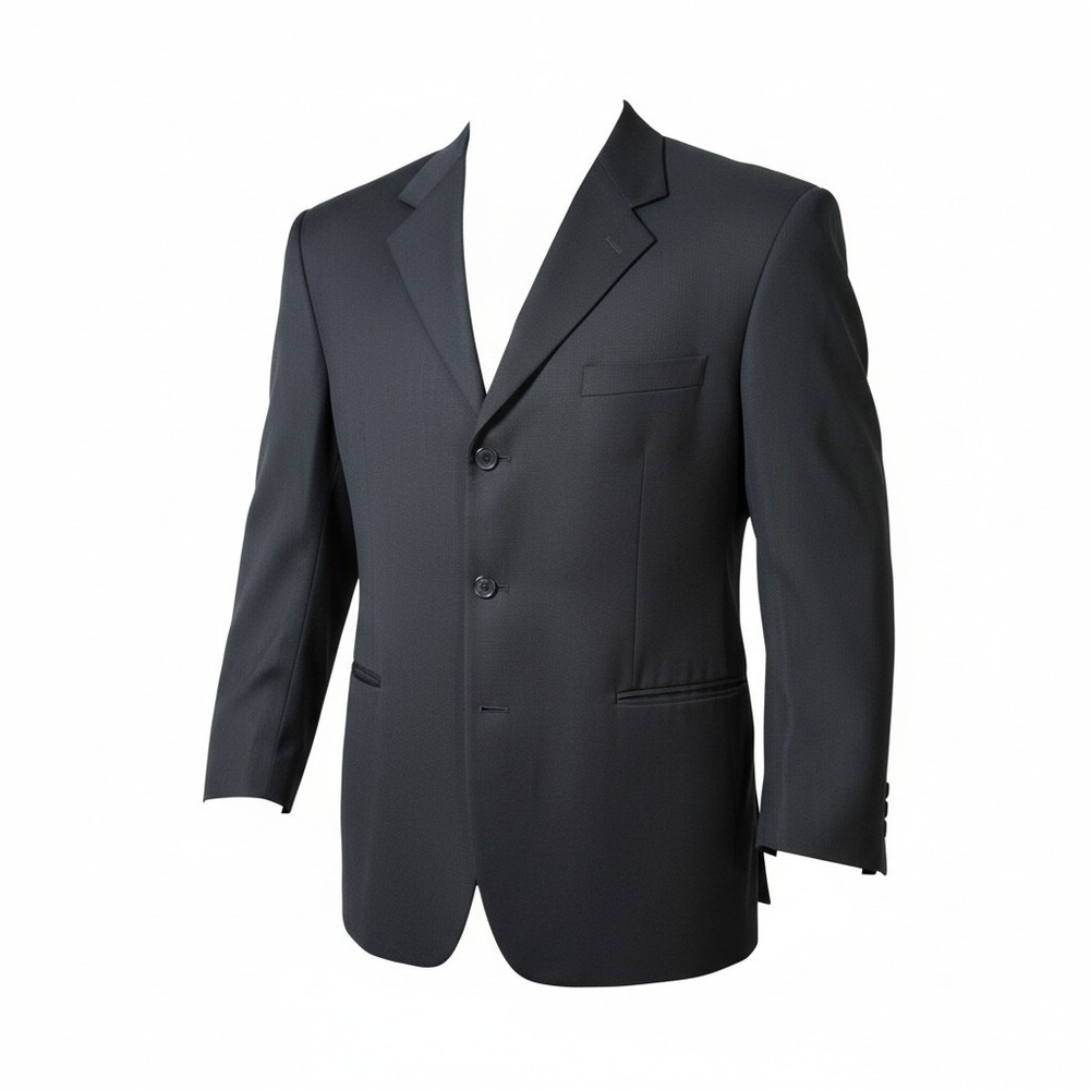 Vtg Sharper Image Blazer Mens L Black Silk‎ Two Button Notch Lapel Career Formal